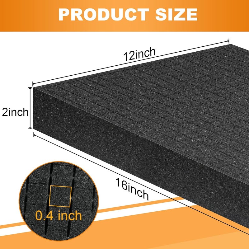Eunice 4Pcs Polyurethane Foam Inserts -16 x 12 x 2 Inch Pick and Pluck Foam Padding Sheets for Tool Box, Camera Storage and Crafts - Image 2